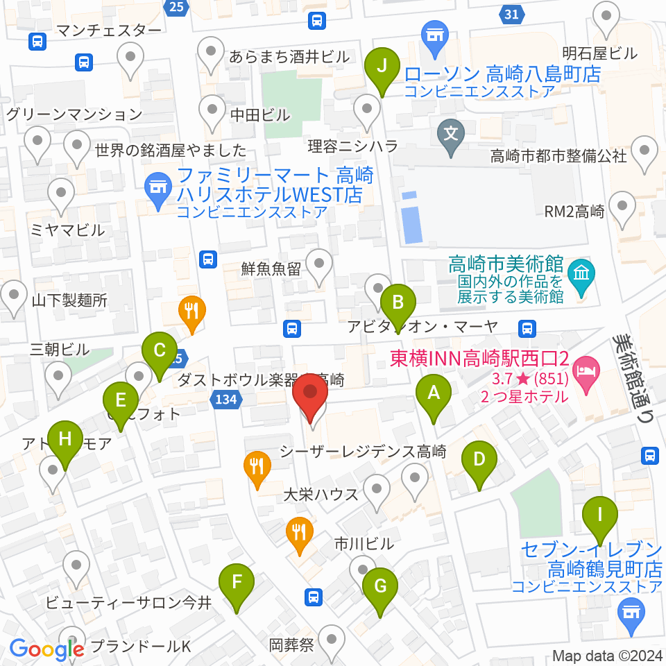 ダストボウル高崎スタジオ周辺の駐車場・コインパーキング一覧地図
