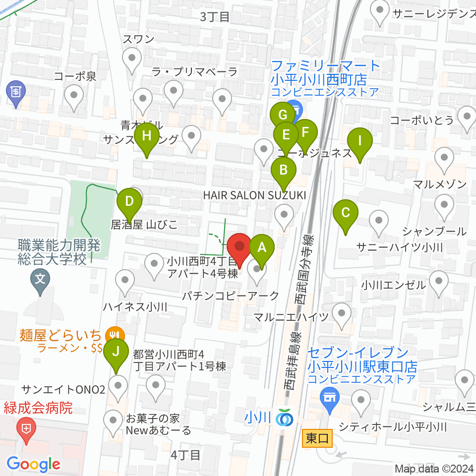 小川 STUDIO M周辺の駐車場・コインパーキング一覧地図