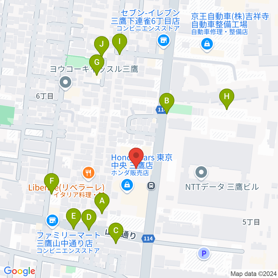 ギタースタジオhacchi周辺の駐車場・コインパーキング一覧地図