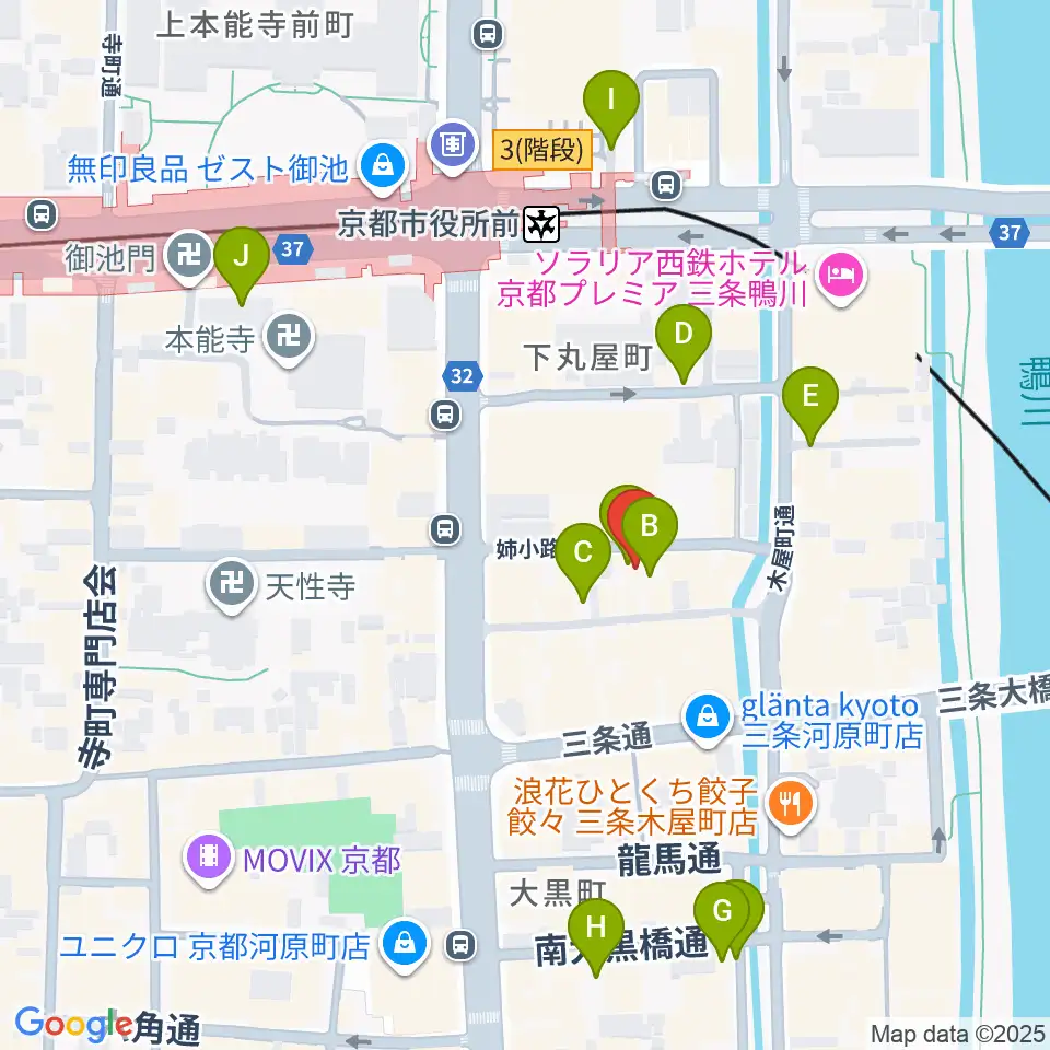 スタジオラグ河原町店周辺の駐車場・コインパーキング一覧地図