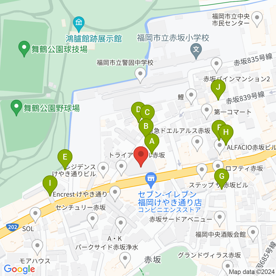 ファイネストピアノ福岡周辺の駐車場・コインパーキング一覧地図