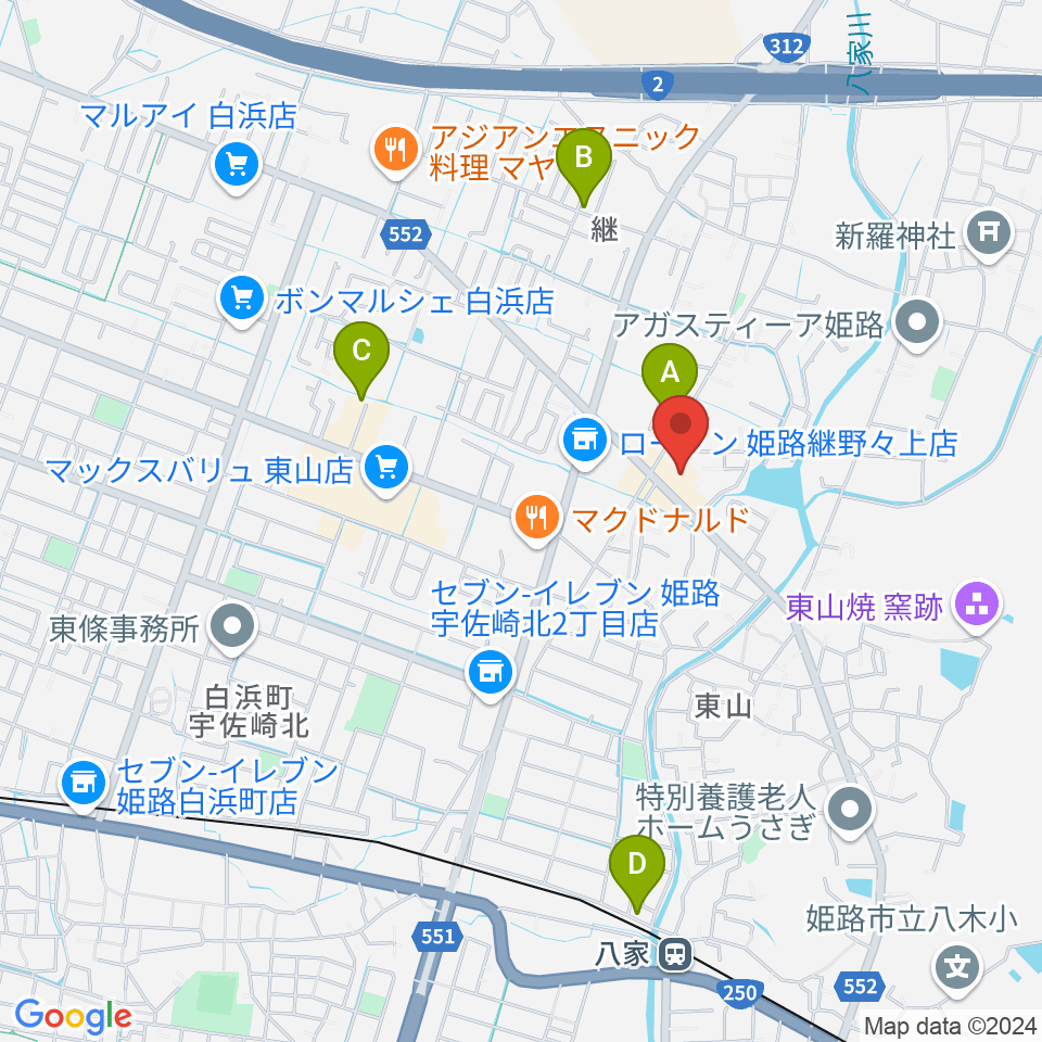 ベータミュージック姫路東店周辺の駐車場・コインパーキング一覧地図