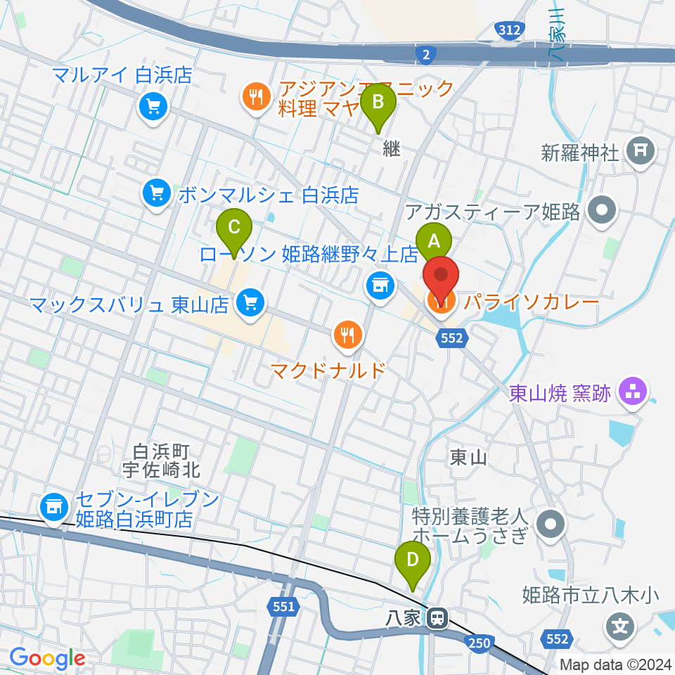 ベータミュージック姫路東店周辺の駐車場・コインパーキング一覧地図