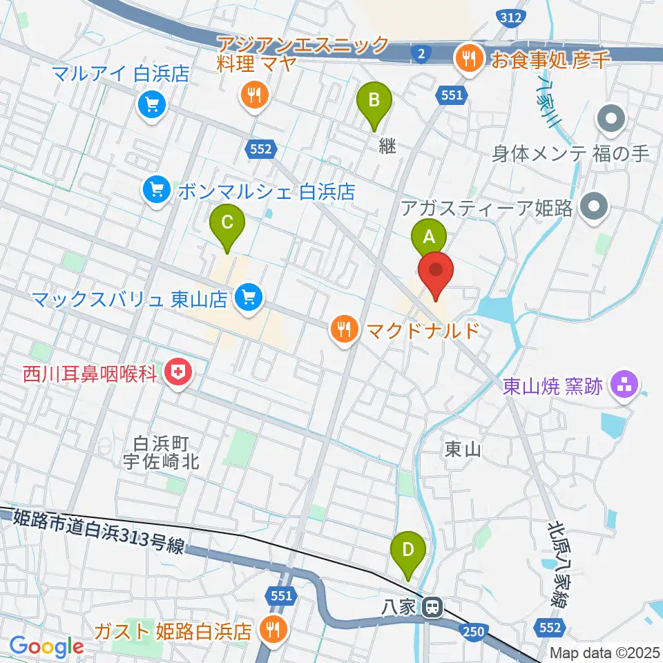 ベータミュージック姫路東店周辺の駐車場・コインパーキング一覧地図