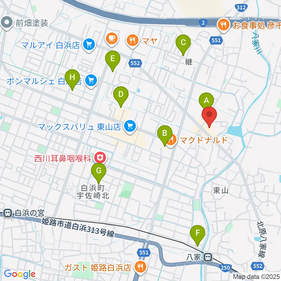 ベータミュージック姫路東店周辺の駐車場・コインパーキング一覧地図