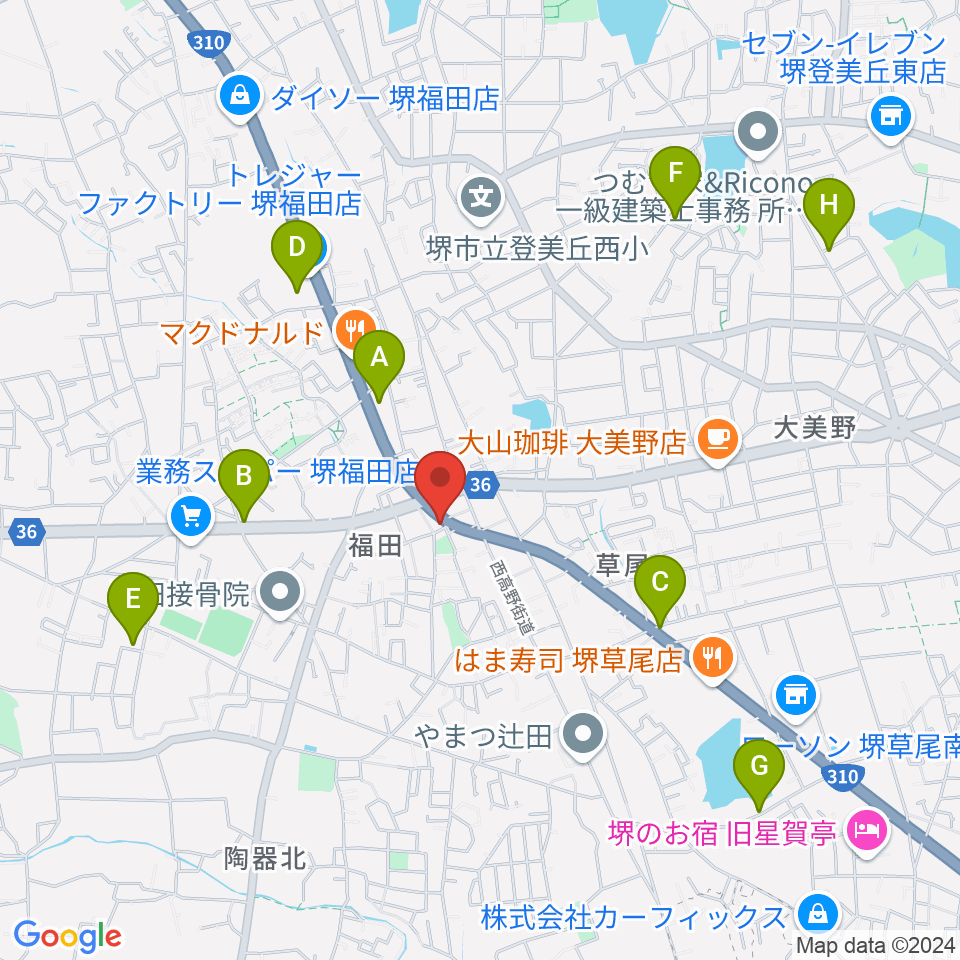 フクダスタジオ周辺の駐車場・コインパーキング一覧地図