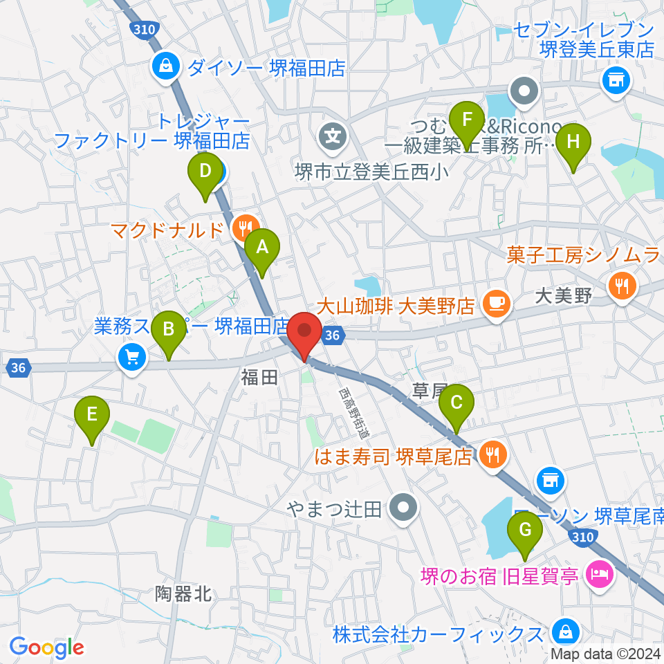 フクダスタジオ周辺の駐車場・コインパーキング一覧地図