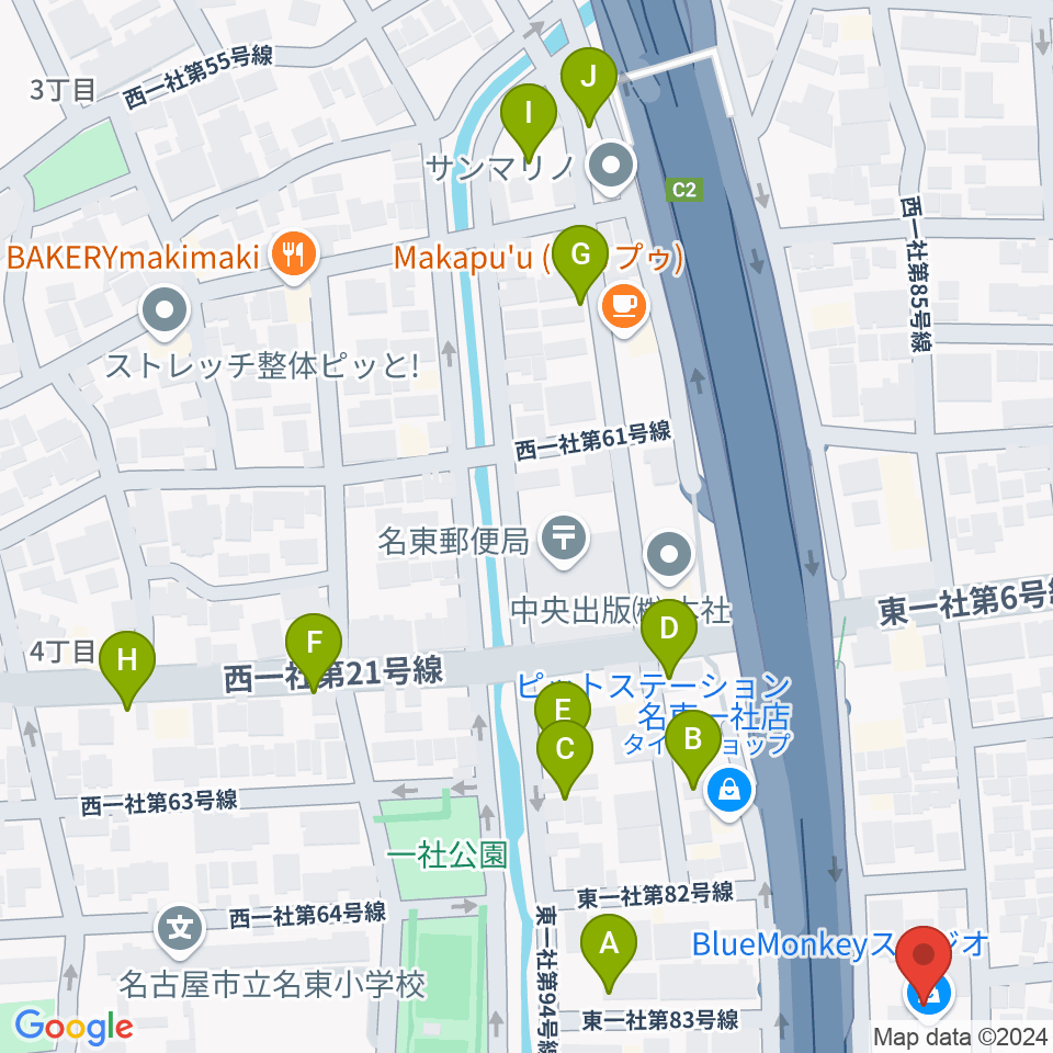 BlueMonkeyスタジオ周辺の駐車場・コインパーキング一覧地図