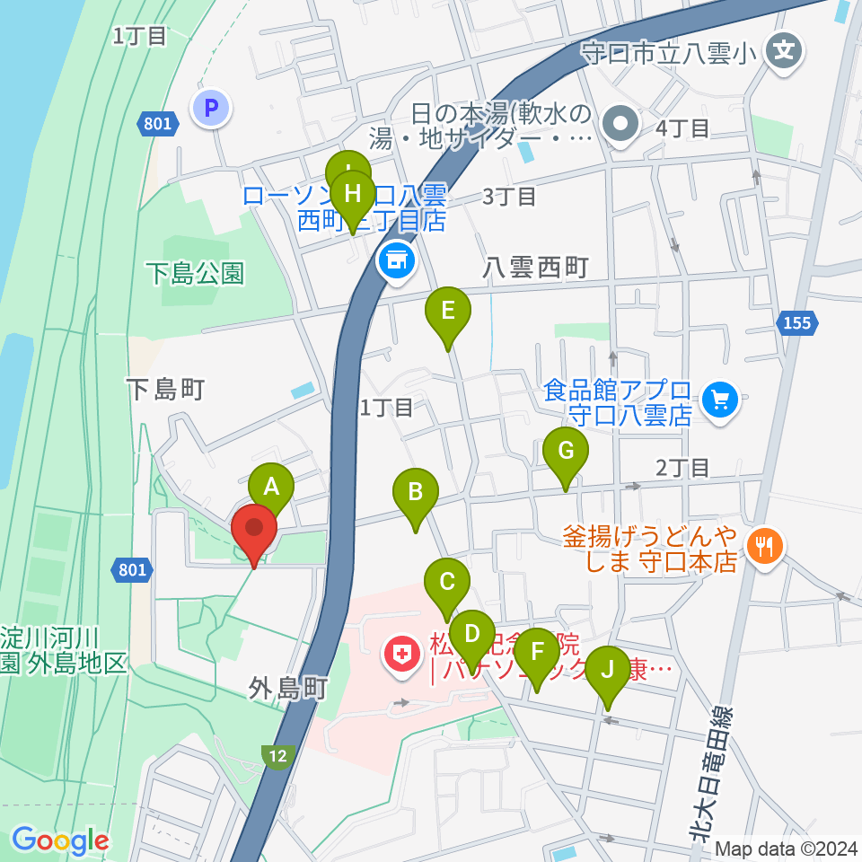 かわの音楽教室周辺の駐車場・コインパーキング一覧地図