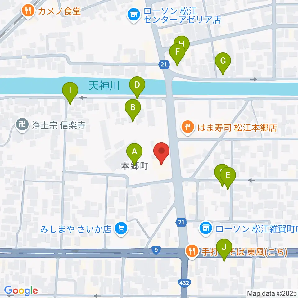 ヤマハパルス米子楽器社 松江店周辺の駐車場・コインパーキング一覧地図