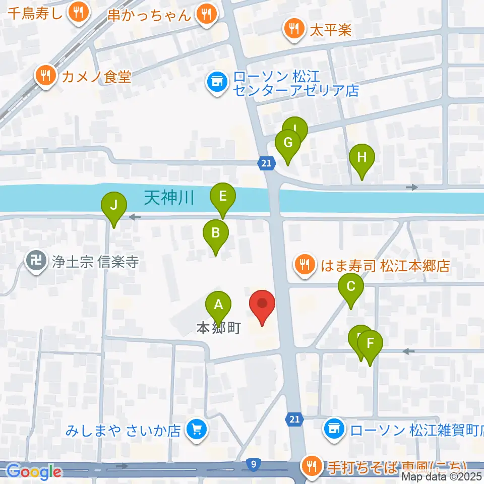 ヤマハパルス米子楽器社 松江店周辺の駐車場・コインパーキング一覧地図