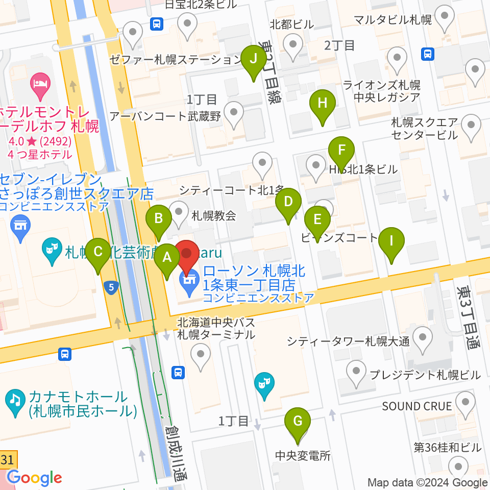 コープさっぽろ文化教室 中央文化教室周辺の駐車場・コインパーキング一覧地図