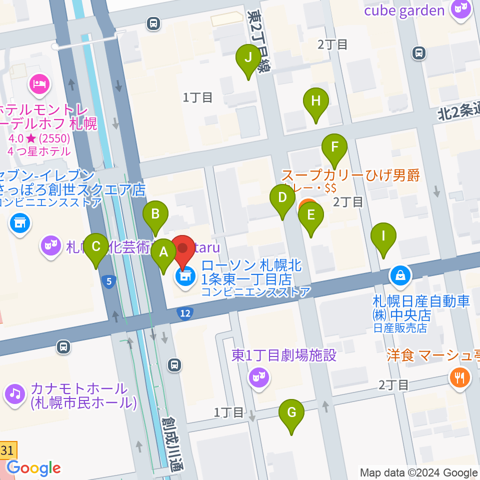 コープさっぽろ文化教室 中央文化教室周辺の駐車場・コインパーキング一覧地図