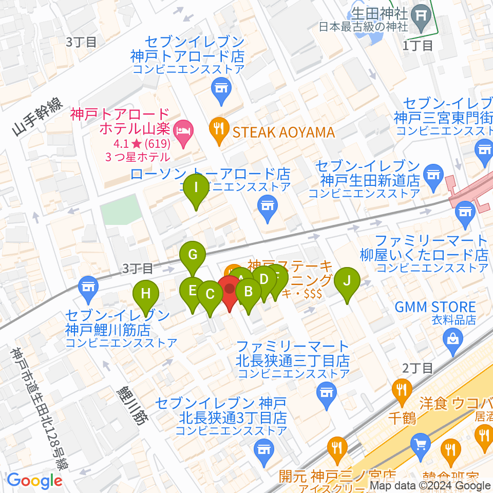 ロッコーマン周辺の駐車場・コインパーキング一覧地図