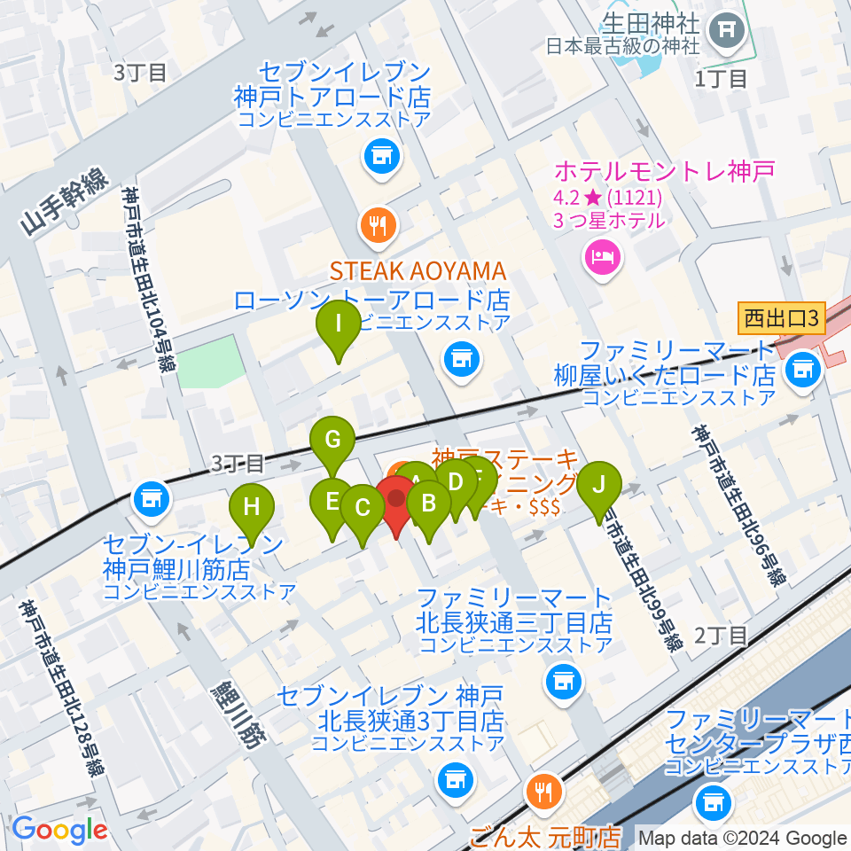 ロッコーマン周辺の駐車場・コインパーキング一覧地図