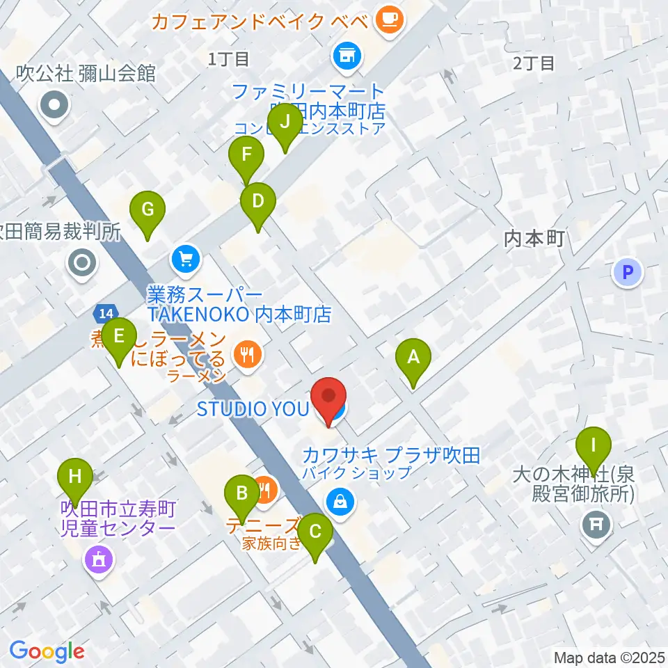 スタジオユー周辺の駐車場・コインパーキング一覧地図