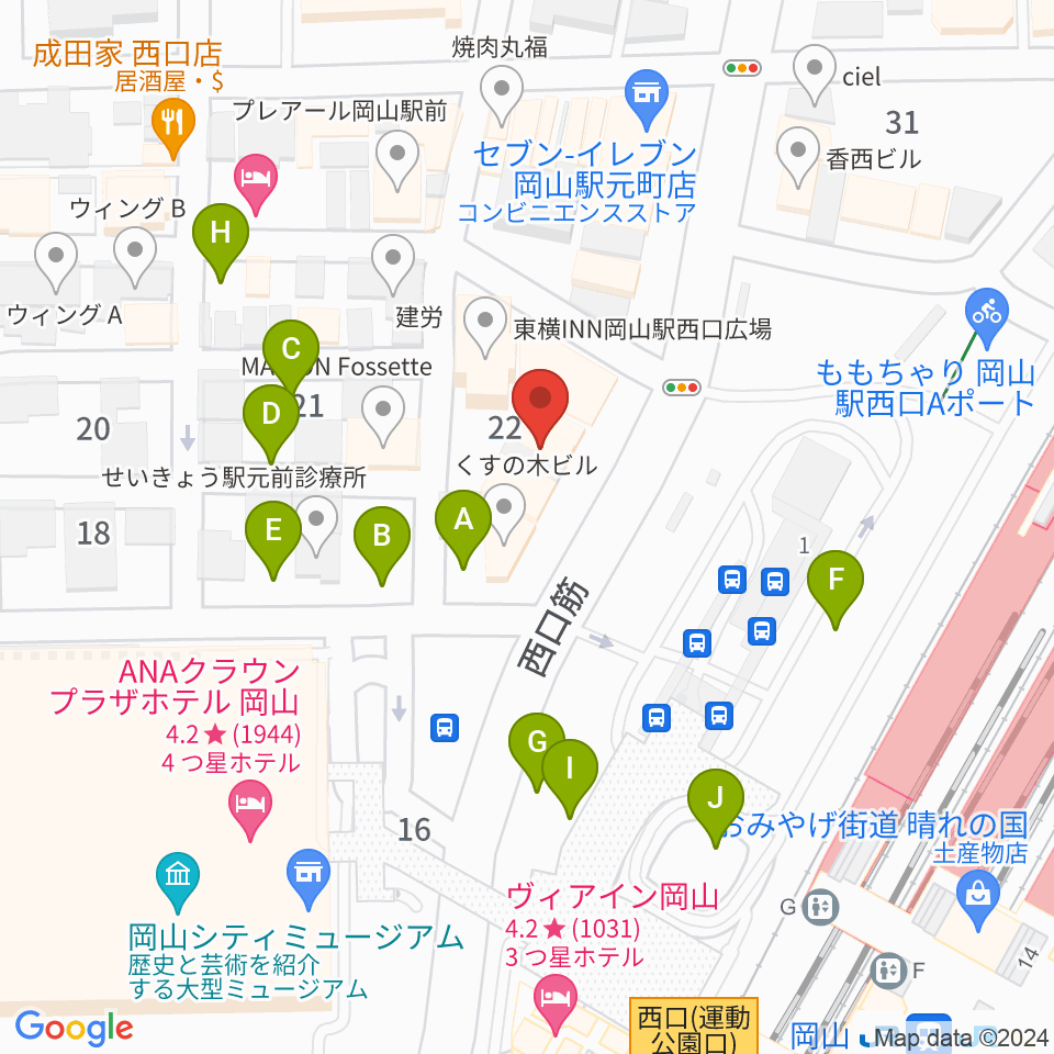岡山新堀ギター音楽院 周辺の駐車場・コインパーキング一覧地図