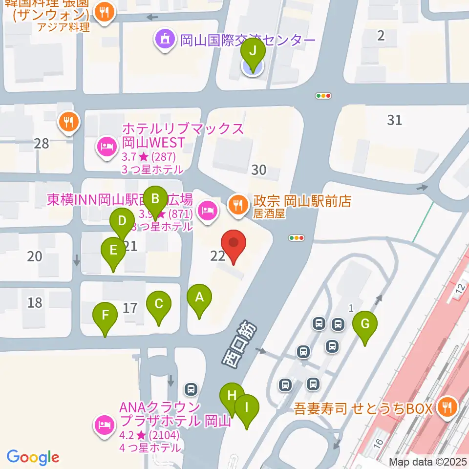 岡山新堀ギター音楽院 周辺の駐車場・コインパーキング一覧地図