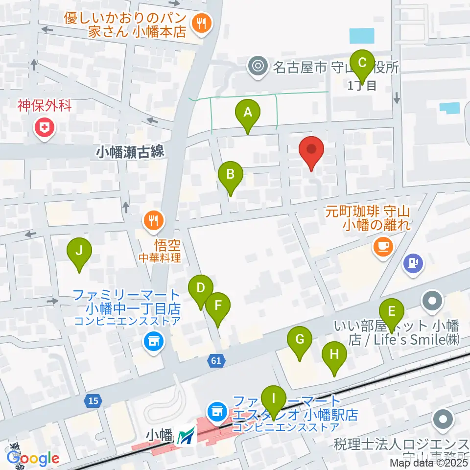 小幡 音楽館周辺の駐車場・コインパーキング一覧地図