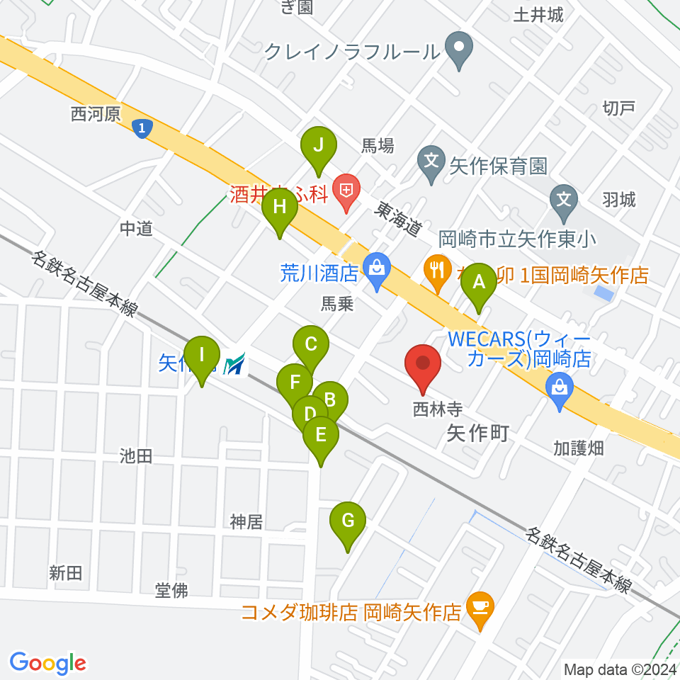 パピーミュージックスクール岡崎矢作教室周辺の駐車場・コインパーキング一覧地図