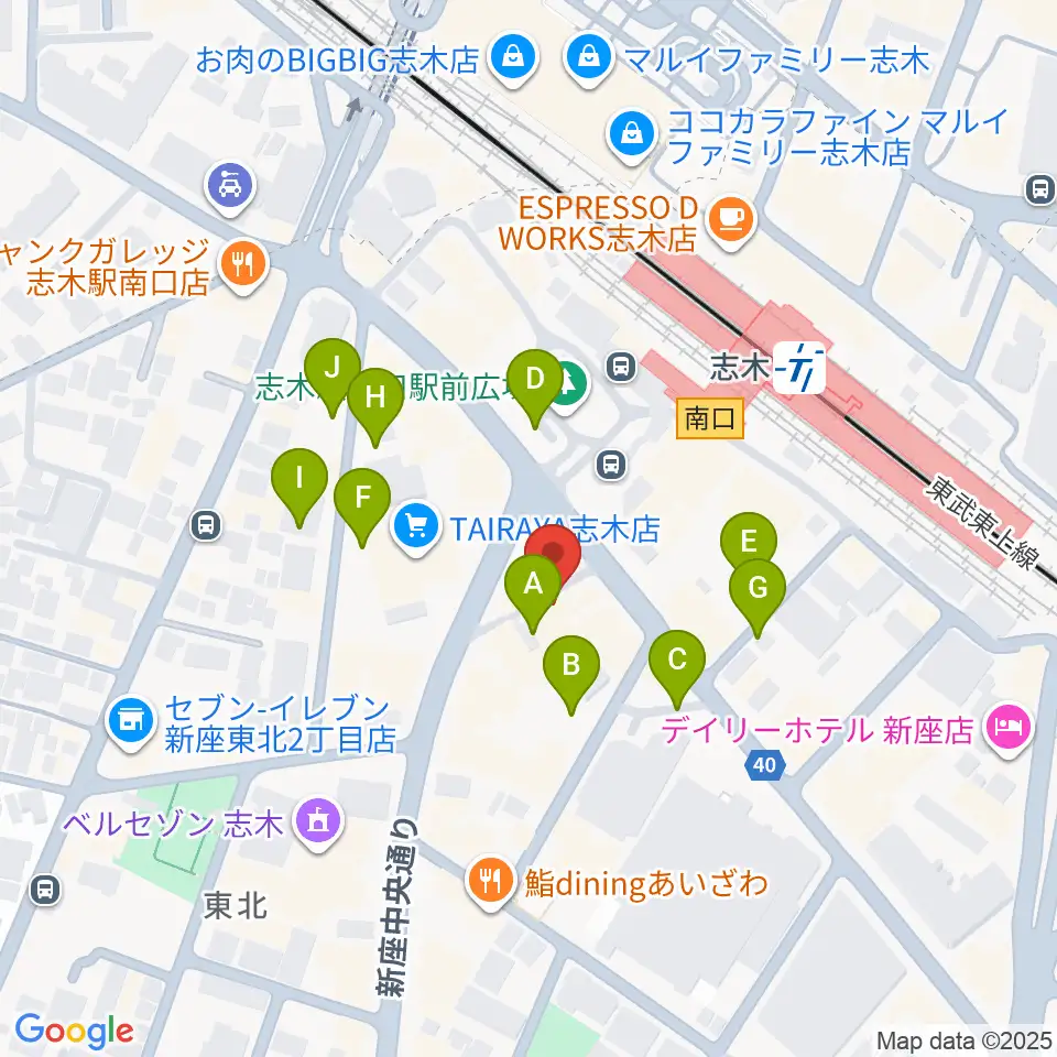 ギタースクールTSG周辺の駐車場・コインパーキング一覧地図