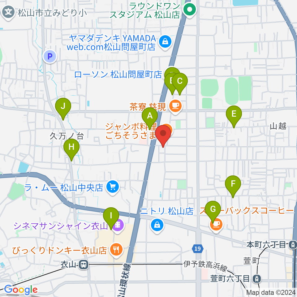 サウンドガーデンミュージックスクール松山本校周辺の駐車場・コインパーキング一覧地図