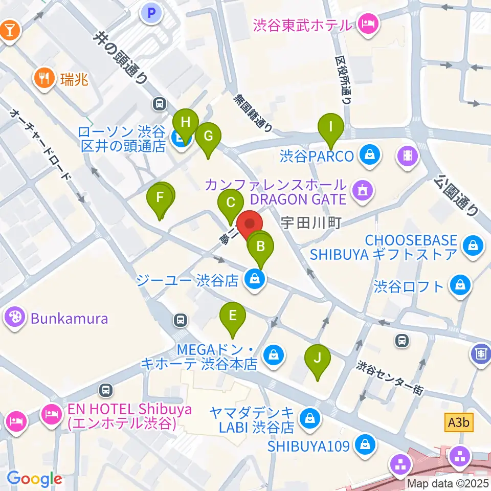 イシバシ楽器 渋谷店周辺の駐車場・コインパーキング一覧地図