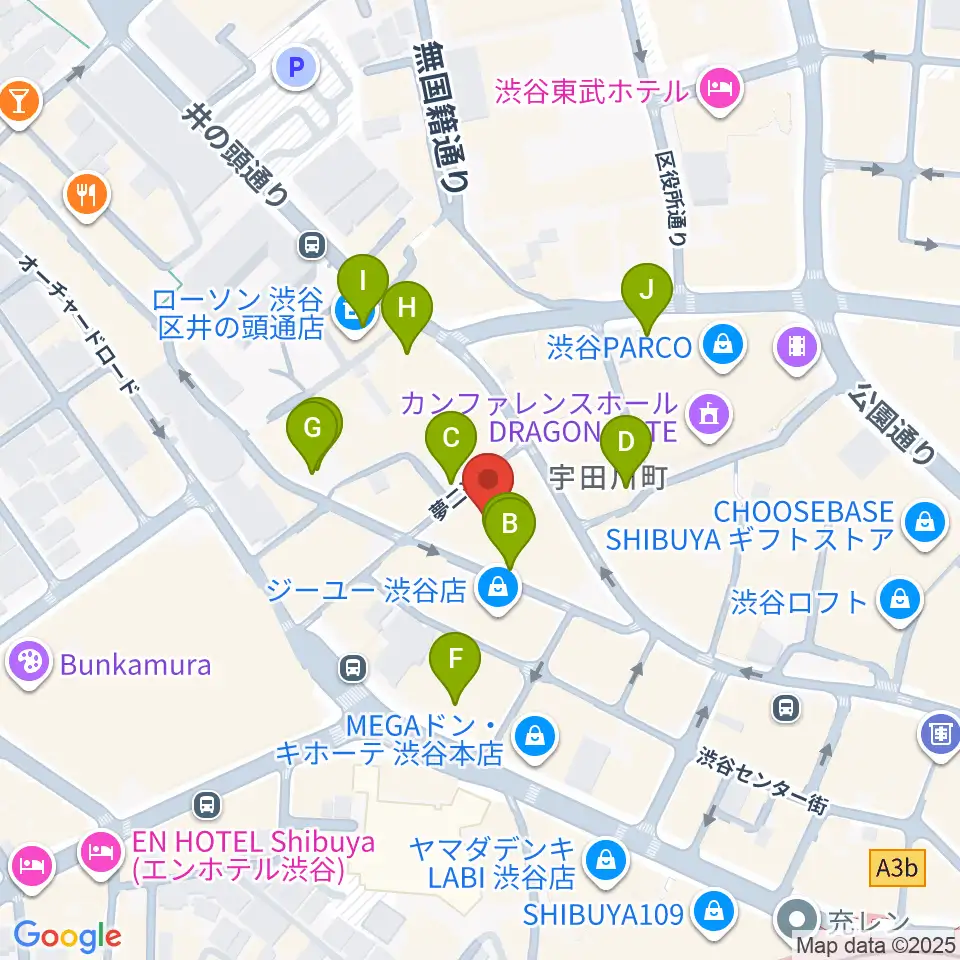 イシバシ楽器 渋谷店周辺の駐車場・コインパーキング一覧地図
