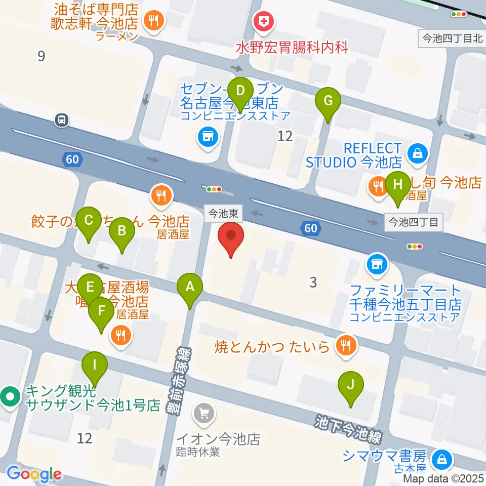 クラブナージ音楽教室 今池校周辺の駐車場・コインパーキング一覧地図