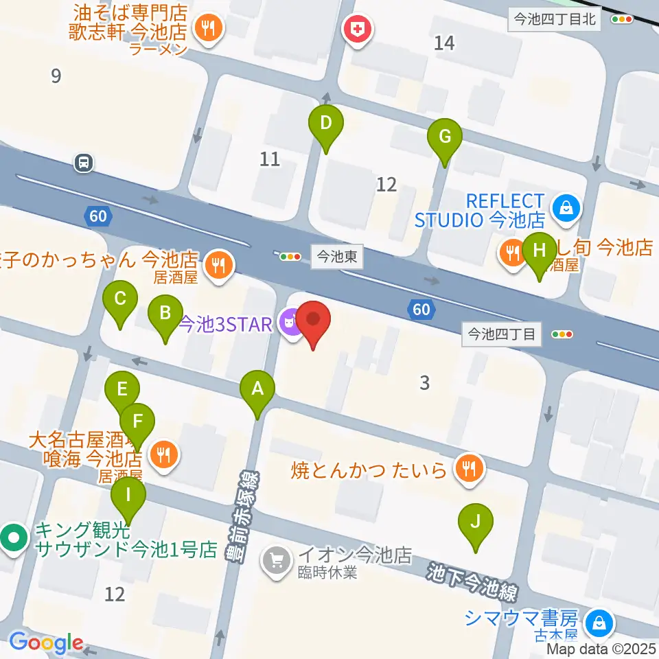 クラブナージ音楽教室 今池校周辺の駐車場・コインパーキング一覧地図