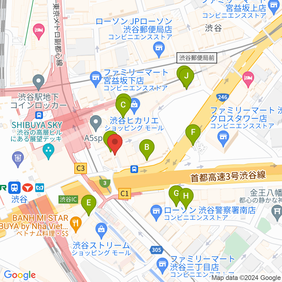 渋谷ウォーキン周辺の駐車場・コインパーキング一覧地図