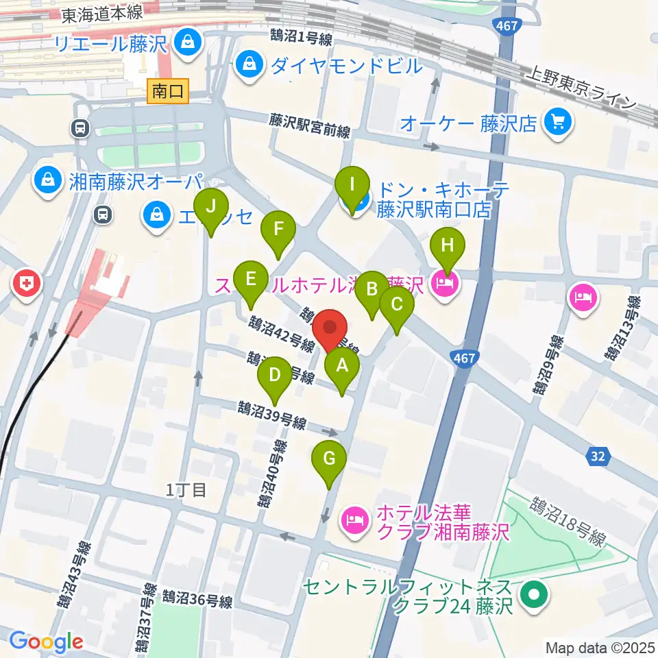 湘南音楽院藤沢周辺の駐車場・コインパーキング一覧地図