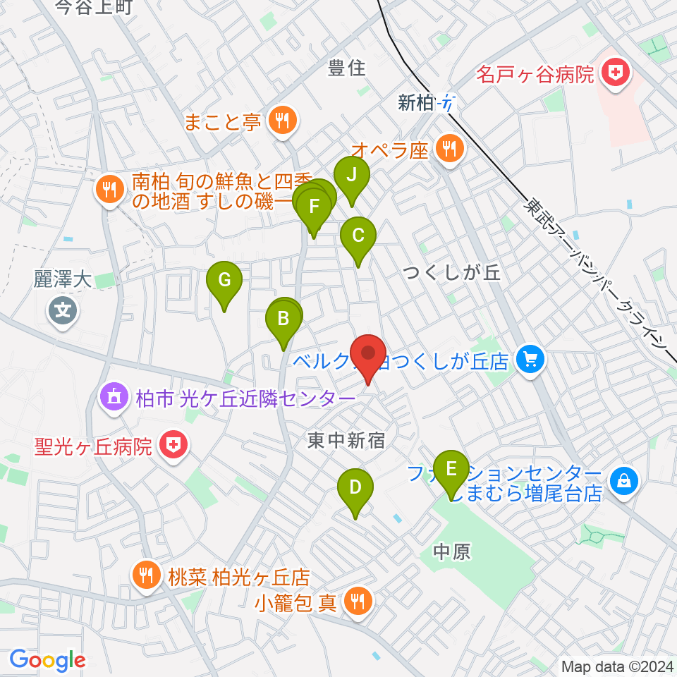 柳沢音楽教室周辺の駐車場・コインパーキング一覧地図