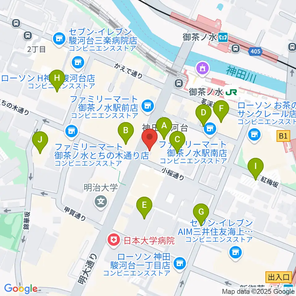 下倉楽器お茶の水本店周辺の駐車場・コインパーキング一覧地図