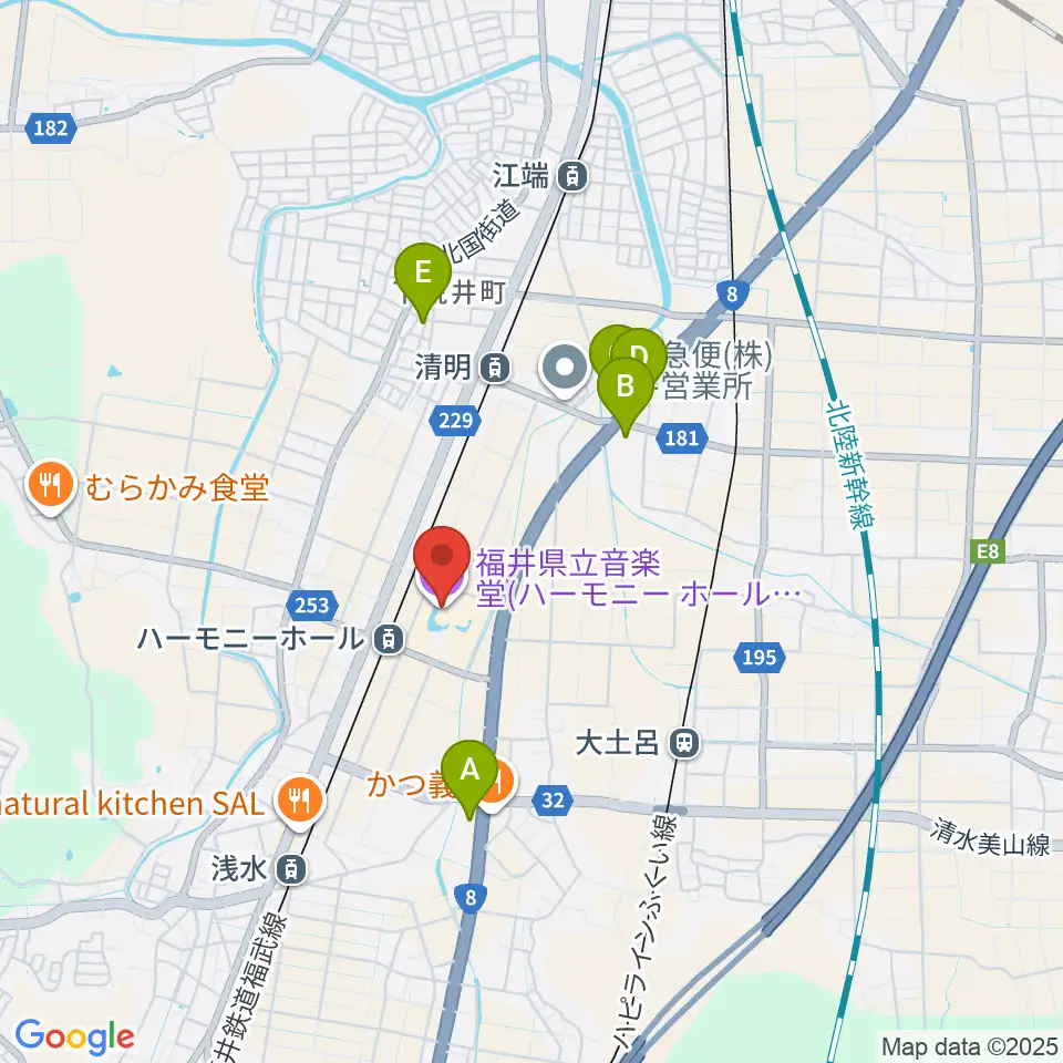 ハーモニーホールふくい 福井県立音楽堂周辺の駐車場・コインパーキング一覧地図