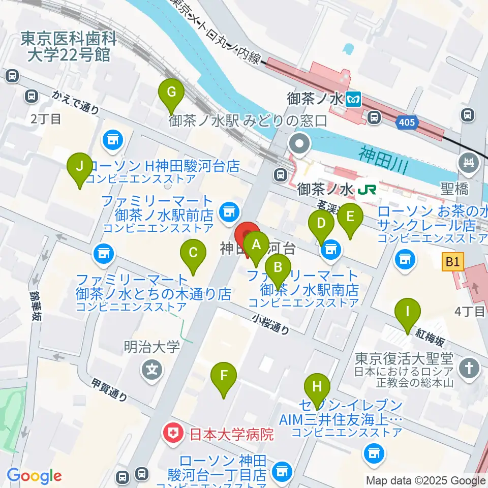 イシバシ楽器 御茶ノ水本店周辺の駐車場・コインパーキング一覧地図