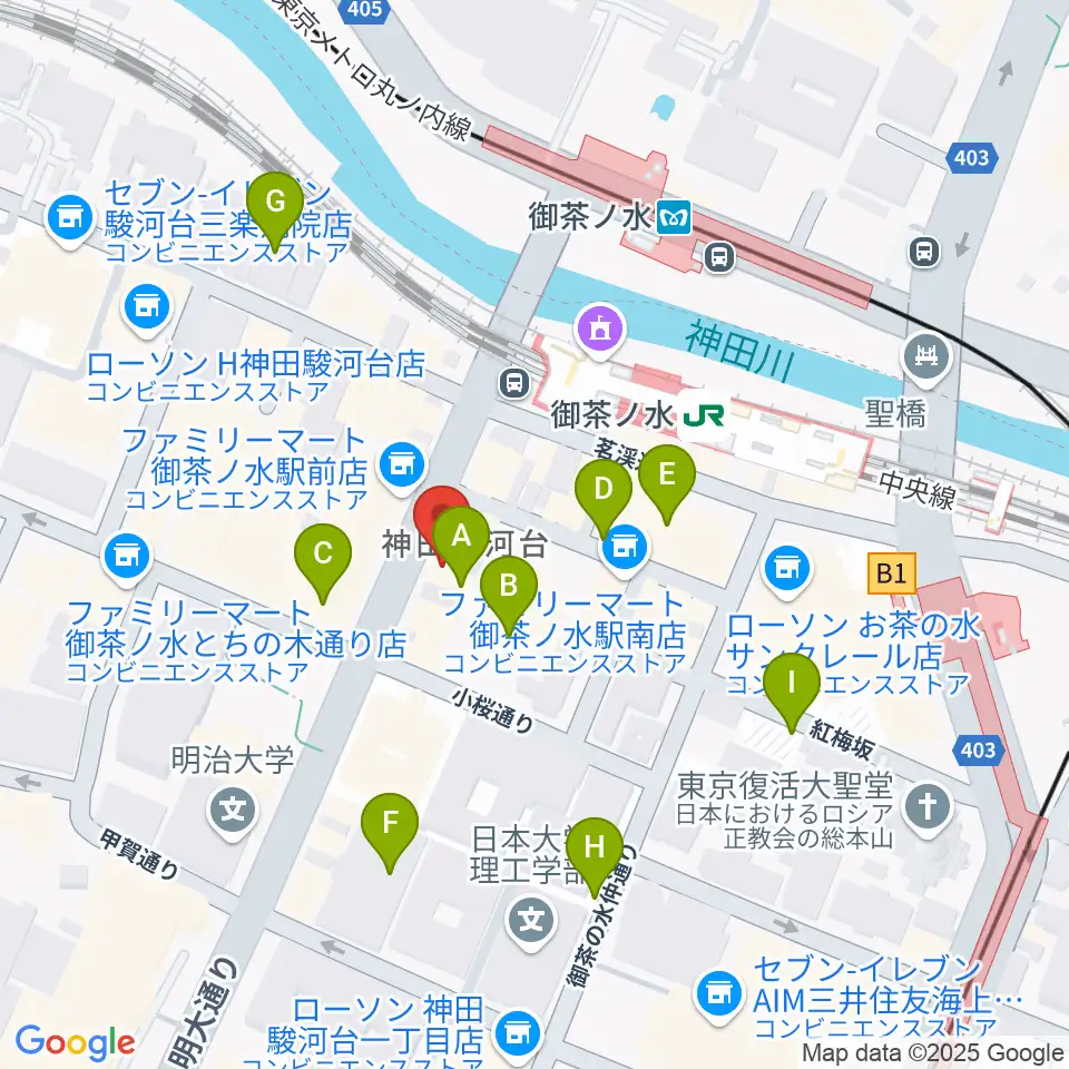 イシバシ楽器 御茶ノ水本店周辺の駐車場・コインパーキング一覧地図