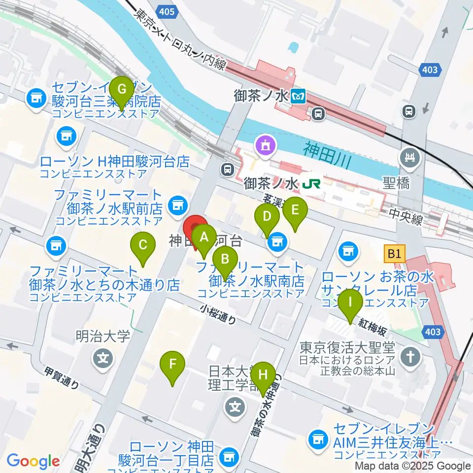 イシバシ楽器 御茶ノ水本店周辺の駐車場・コインパーキング一覧地図