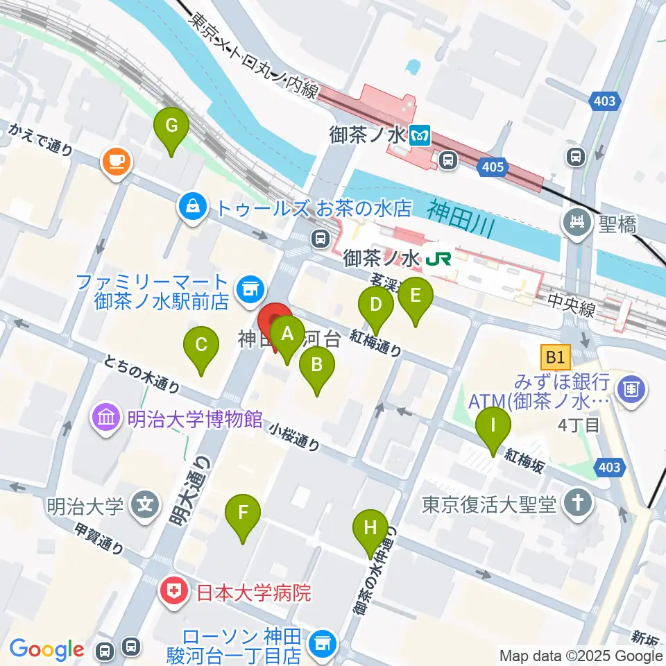 イシバシ楽器 御茶ノ水本店周辺の駐車場・コインパーキング一覧地図