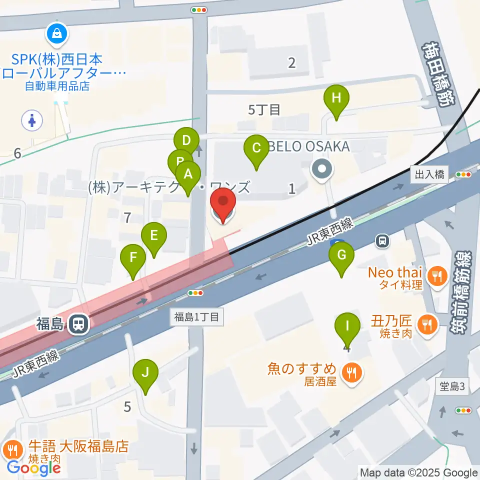 ソウルバードミュージックスクール大阪本校周辺の駐車場・コインパーキング一覧地図