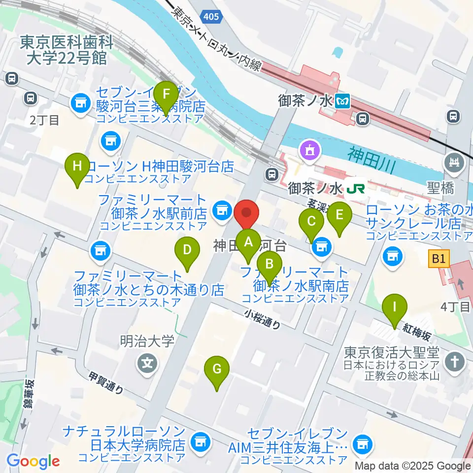 クロサワ楽器お茶の水駅前店周辺の駐車場・コインパーキング一覧地図