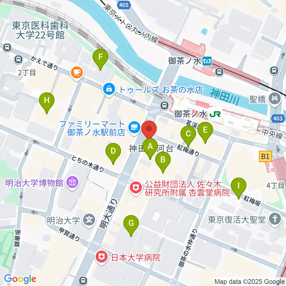 クロサワ楽器お茶の水駅前店周辺の駐車場・コインパーキング一覧地図