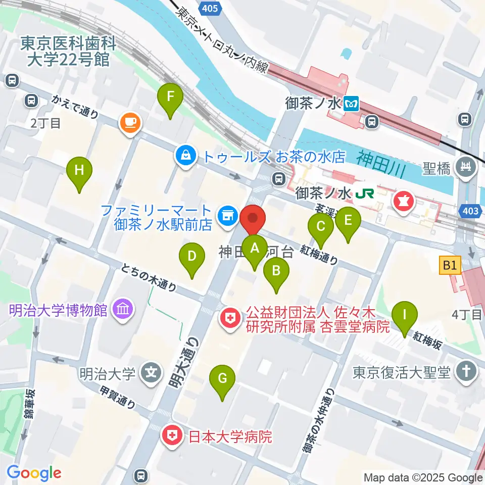 クロサワ楽器お茶の水駅前店周辺の駐車場・コインパーキング一覧地図