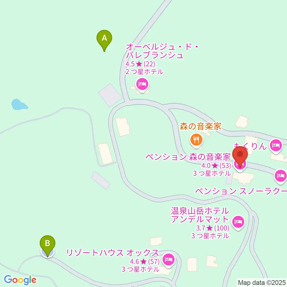 ペンション森の音楽家周辺の駐車場・コインパーキング一覧地図