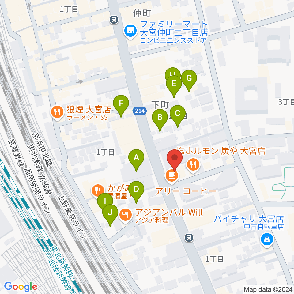 柏屋楽器 スタジオアティック 大宮店周辺の駐車場・コインパーキング一覧地図