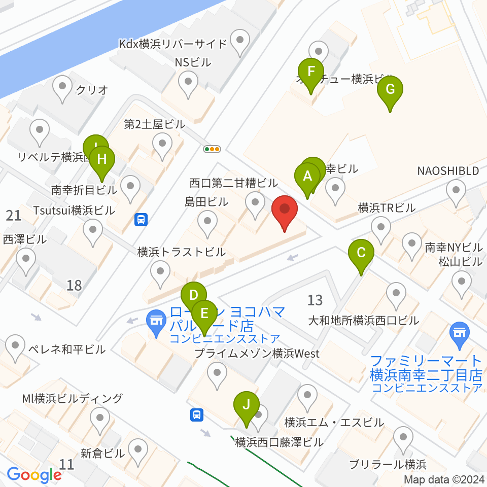 イシバシ楽器 横浜店周辺の駐車場・コインパーキング一覧地図