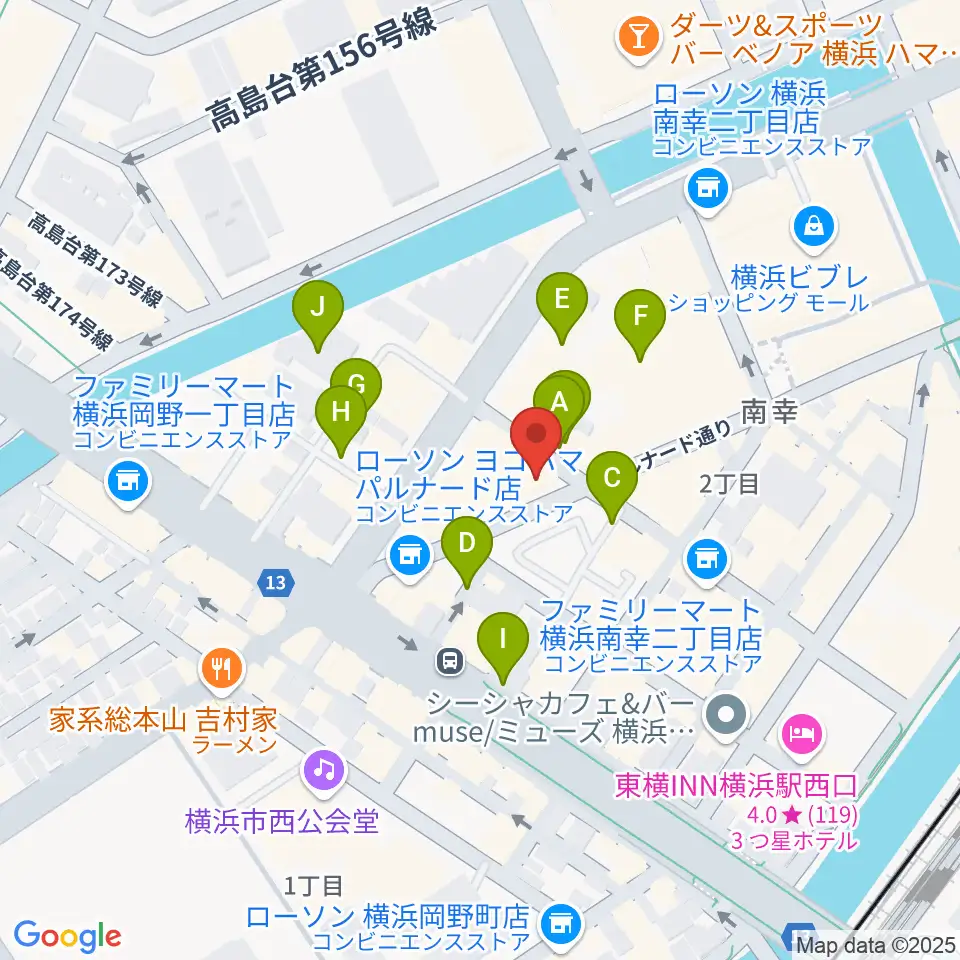 イシバシ楽器 横浜店周辺の駐車場・コインパーキング一覧地図