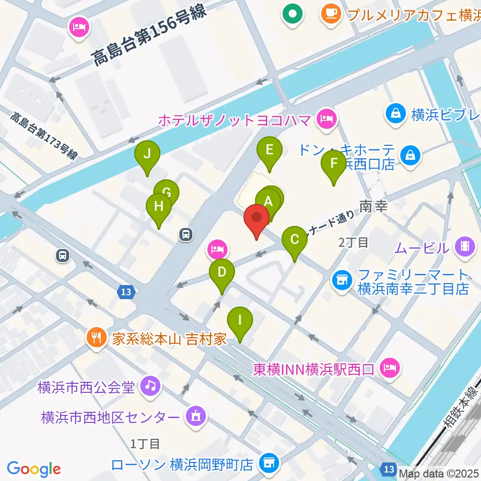イシバシ楽器 横浜店周辺の駐車場・コインパーキング一覧地図