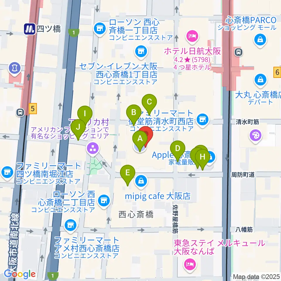 心斎橋BIGCAT周辺の駐車場・コインパーキング一覧地図