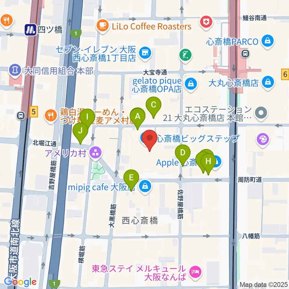 心斎橋BIGCAT周辺の駐車場・コインパーキング一覧地図